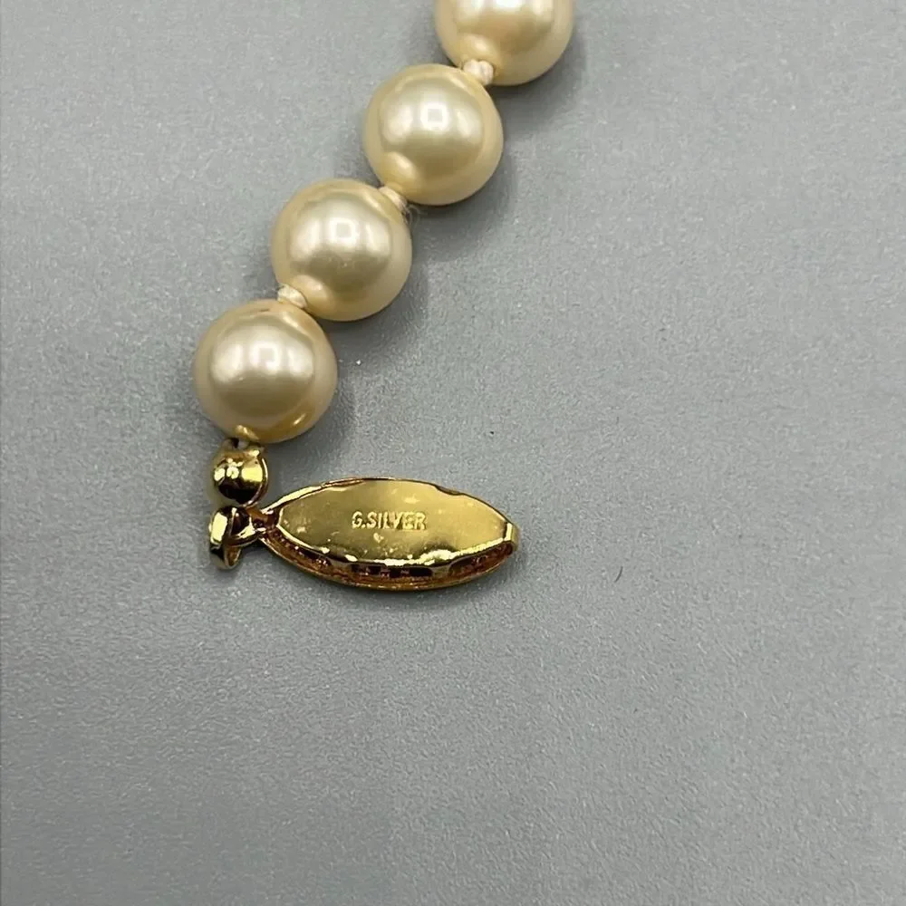 Vintage G. Silver Faux Pearl Necklace